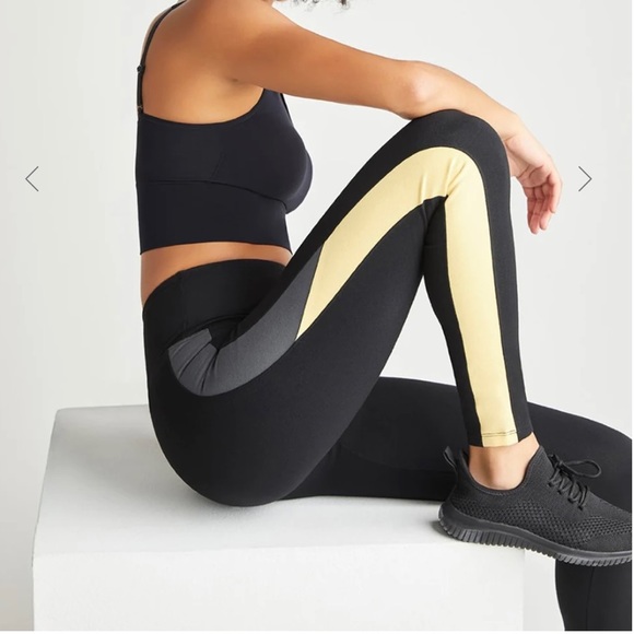 yummie Pants - YUMMIE RACHEL SHAPING LEGGING WITH GRAY & YELLOW RACING STRIPE - COTTON STRETCH